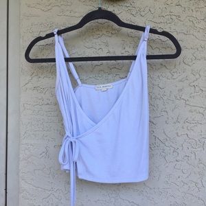 White LA Hearts wraparound cropped tank